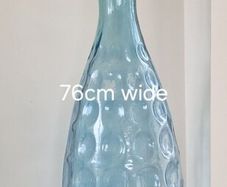 Large hand made aqua blue vase.