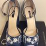 New Quiz Denim Embroidery Block Heels Image 2