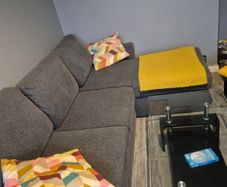 sofabed cushions throw and coffee table