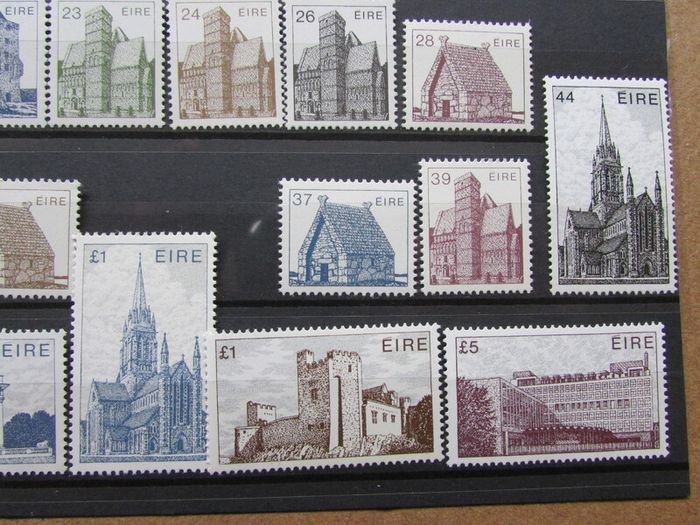 Ireland 1982-1990.MNH,6th Definitive Stamps Series.Complete Set of 28.Irish Architecture