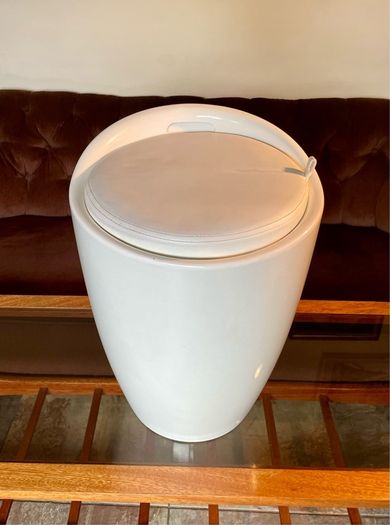Wenko Rare Y2K Storage Stool Seat with White Faux Leather Lid