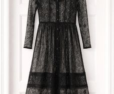 Zara black long sleeve lace midi dress