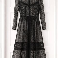 Zara black long sleeve lace midi dress