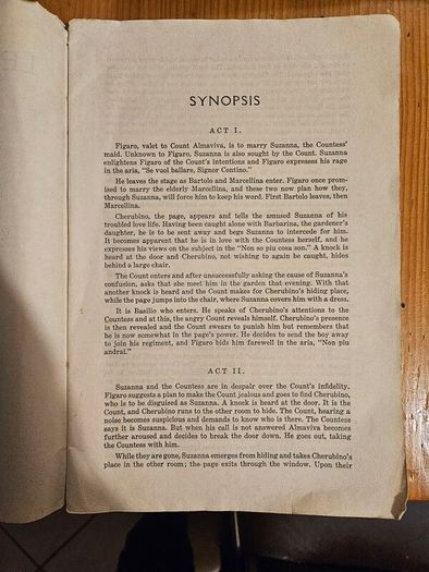 Official Libretto. The Original Italian, French And German Libretto With A Correct English Translation.  Le Nozzedi Figaro. In Good Condition.  See Photos For Same.