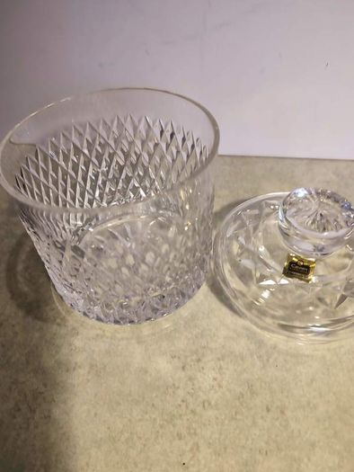 CAVAN Crystal Canister, Glass, biscuit jar, tobacco jar, Crystal candy dish, crystal, glass container, Glass Canister with Lid. No27