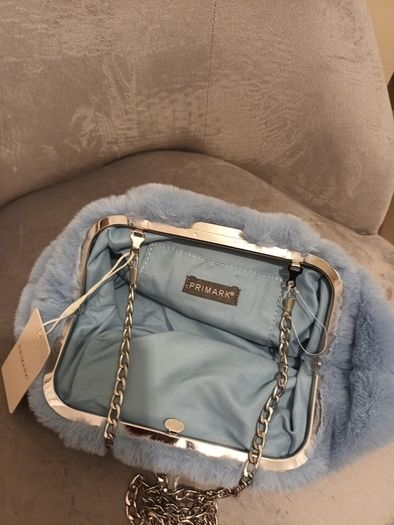 Brand new baby blue fur handbag