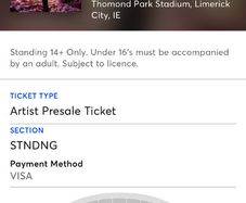 Lewis Capaldi standing ticket - June 26th, Limerick