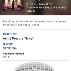 Lewis Capaldi standing ticket - June 26th, Limerick