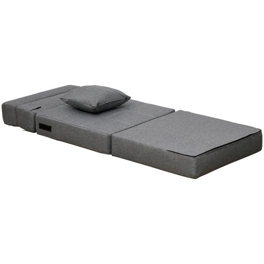 Convertible Floor Sofa Bed Recliner Fabric Upholstered Sleeper Lounge Futon with Pillow for Living Room, Grey (FREE SHIPPING)