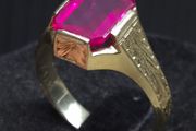 Luxury Vintage Art Deco Style 14K Gold Mens Unisex Ruby Ring
