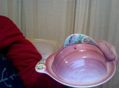 Shorter & Son Ltd, Staffordshire England, ROSE BOUQUET, Pink Covered Cheese or Butter Dish. Hand Painted