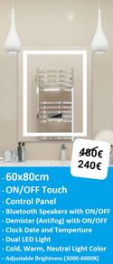 LED Bathroom Mirror Bluetooth Speakers Fog Free