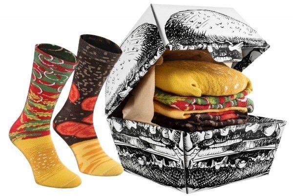 Size 41-46EU 2xpairs of "Rainbow socks Burger Love"