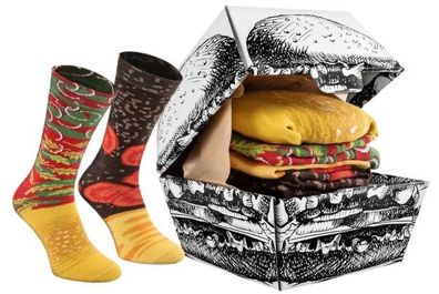 Size 41-46EU 2xpairs of "Rainbow socks Burger Love"