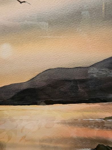 Original Painting , Watercolour by Helen Mulkerns (1996) - Galway Hooker at Sunset