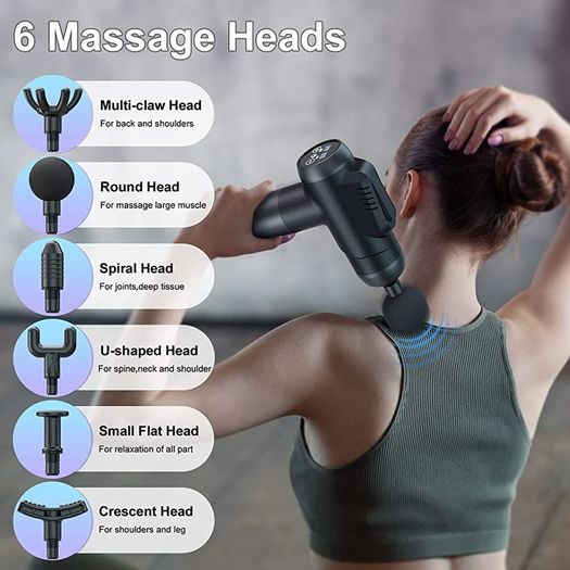 Massage Gun Deep Tissue Massager, 99 Speeds Powerful Percussion Massager with LCD Touch Screen, Handheld Muscle Massage Gun with 6 Massage Heads for Muscle Pain Relief and Relaxation MULTIPLE COLOURS AVAILABLE  (FREE POSTAGE)