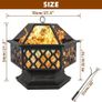 NEW SALE | 70cm Metal Outdoor Fire Pit - Large Bonfire Wood Burning Patio & Outdoor Fireplaces Backyard Firepit For Outside With Spark Screen And Round Fireplace Cover Image 3