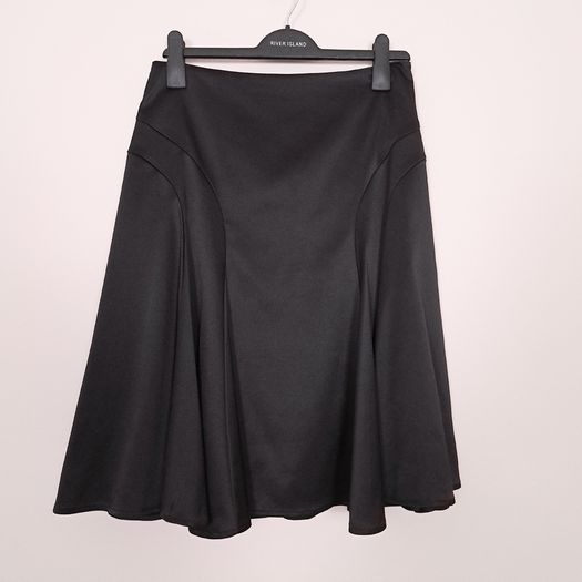 Jasper Conran Black Satin Panel A-Line Flare Midi Skirt 10UK/38EU