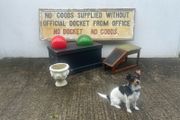 large antique hand painted sign,  Goods Supplied without official docket from office, No Docket  No Goods