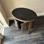 Oval side table with embossed doors Image 2