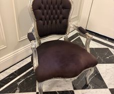 Elegant French Provincial Style Accent Armchair Silver and Black