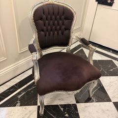 Elegant French Provincial Style Accent Armchair Silver and Black