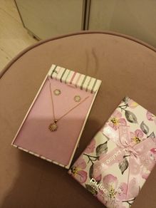 Rose gold plated necklace and earrings set