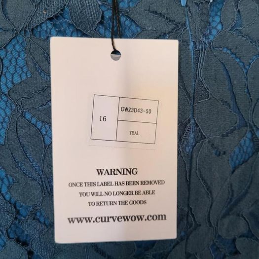 CurveWow teal occasion dress, Size 16, BNWT