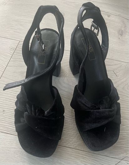 M&S Black suede platform sandals