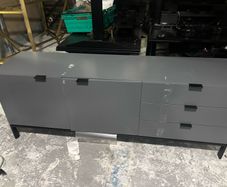 Large grey sideboard media unit storage cabinet modern low console