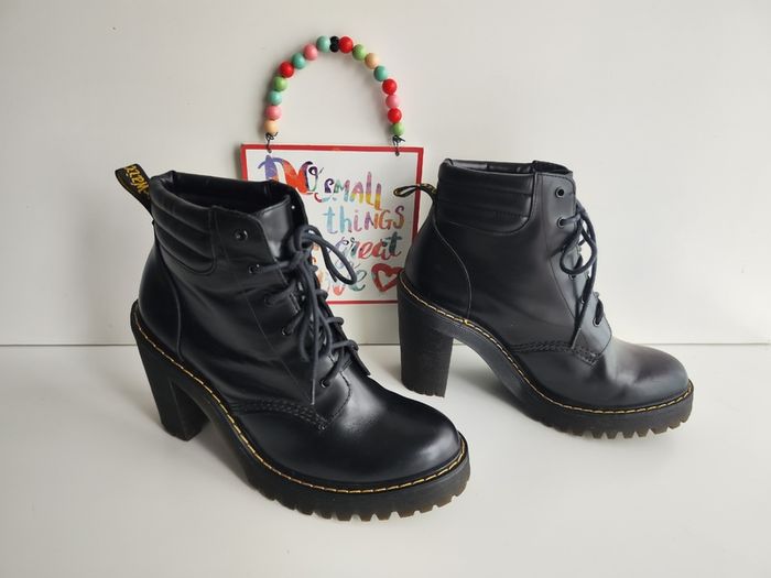 Dr Martens Persephone black leather chunky heel platform boots UK6.5 EU40 US8.5