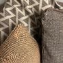 3 seater luxury leather and material cushion back sofa Image 9