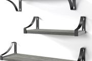 Floating Shelves Wall Mounted Shelf, Gray Paulownia Wood Wall Shelves, Wooden Shelves Set of 3 for Bedroom, Bathroom, Living Room, Kitchen, Home Office, Laundry room (FREE POSTAGE)