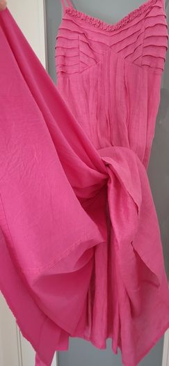 Claire DK pink linen summer with double front pocket details Sz 40 (Fit 10-12UK) - Rrp 99 (New)