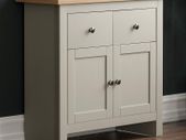 Arlington 2 Drawer 2 Door Sideboard, Engineered Wood, Grey & Oak, H 80 x W 79 x D 35 cm