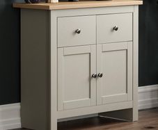 Arlington 2 Drawer 2 Door Sideboard, Engineered Wood, Grey & Oak, H 80 x W 79 x D 35 cm
