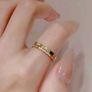 18k Gold Plated Stainless Steel & Cubic Zirconia Stackable Ring Image 2