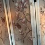 Three-panel room divider with floral and butterfly print Image 3