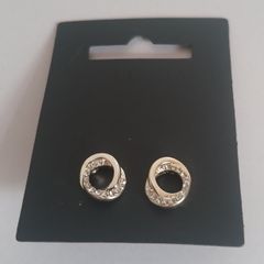 Pilgrim Danish Design Silver Tone Sparkling Open Circle Stud Earrings New CAN POST