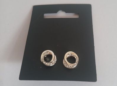 Pilgrim Danish Design Silver Tone Sparkling Open Circle Stud Earrings New CAN POST