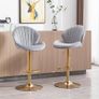Set of 2 Luxury Bar Stools swivel with a stunning gold chrome base Image 7