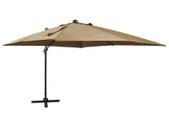 Cantilever Umbrella with Pole and LED Lights Taupe 300 cm