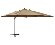 Cantilever Umbrella with Pole and LED Lights Taupe 300 cm