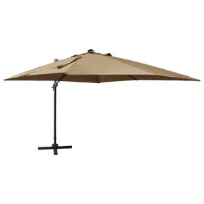 Cantilever Umbrella with Pole and LED Lights Taupe 300 cm