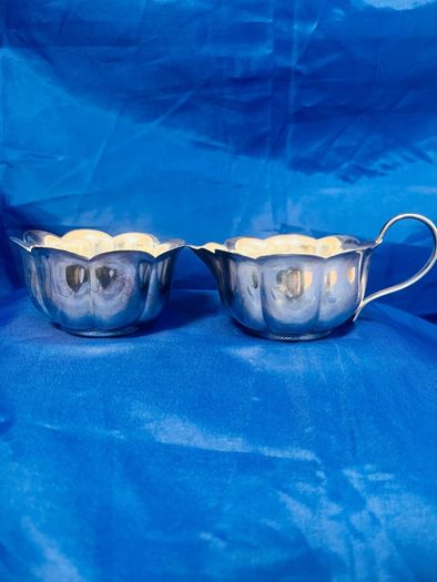 silver plate jug and sugar bowl