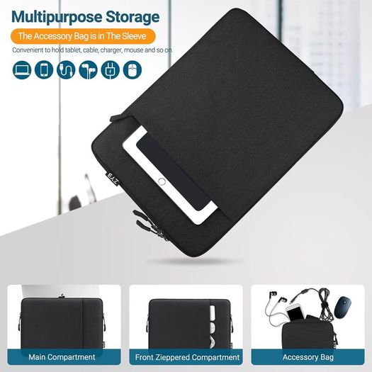 ZYB Waterproof Shockproof Laptop Sleeve 15.6 Inch Protective Case with Accessory Bag,Laptop Case 15.6 Inch for 15'' Notebook Lenovo ThinkPad IdeaPad HP Dell Acer ASUS Chromebook Mac Pro 16 15,Black