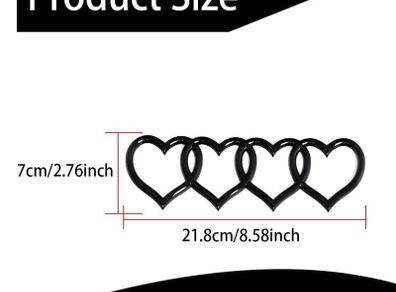 Love Heart Logo Rear Trunk Emblem, 3D Badge Decal Sticker, Car Accessories Exterior Decoration, Car Replacement 3D Sticker Fit for Audi A3 A4 A5 A6 A8 TT R8 Q3 Q5 Q7 (Bright black)