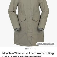Mountain Warehouse Acorn Womens Borg Lined Padded Waterproof Parka - size 10