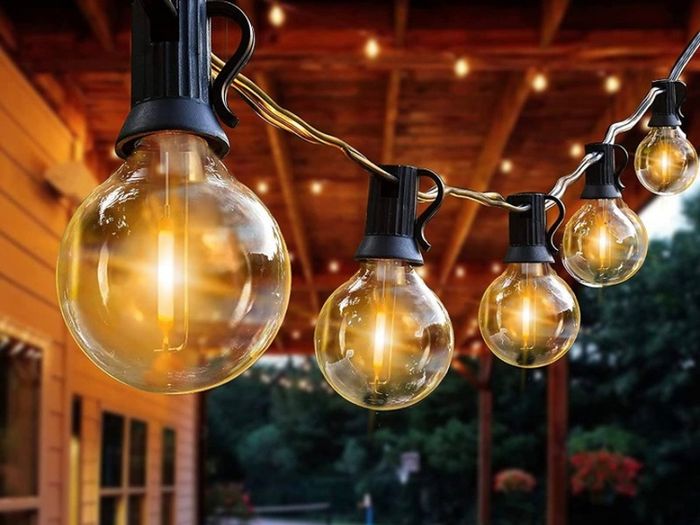 Outdoor LED String Lights Mains Powered 15M/50FT, G40 Waterproof Patio Bistro Hanging Lights with 1W 26 Plastic Bulbs 1 Spare MULTIPLE SIZES AVAILABLE, SEE DESCRIPTION (FREE POSTAGE)