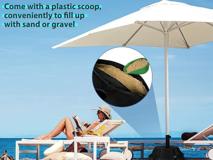 Parasol Base Weights Bag, Heavy-duty Parasol Sand Base up to 80 lbs, Removable Sand Base, Adjustable Diameter Garden Umbrella Base for All Kinds of Parasols (Round)